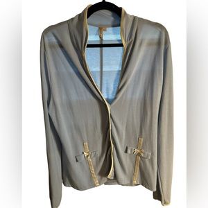 SUSAN LAWRENCE 4 Buttons cardigan with bow accents Light Blue in Xl
